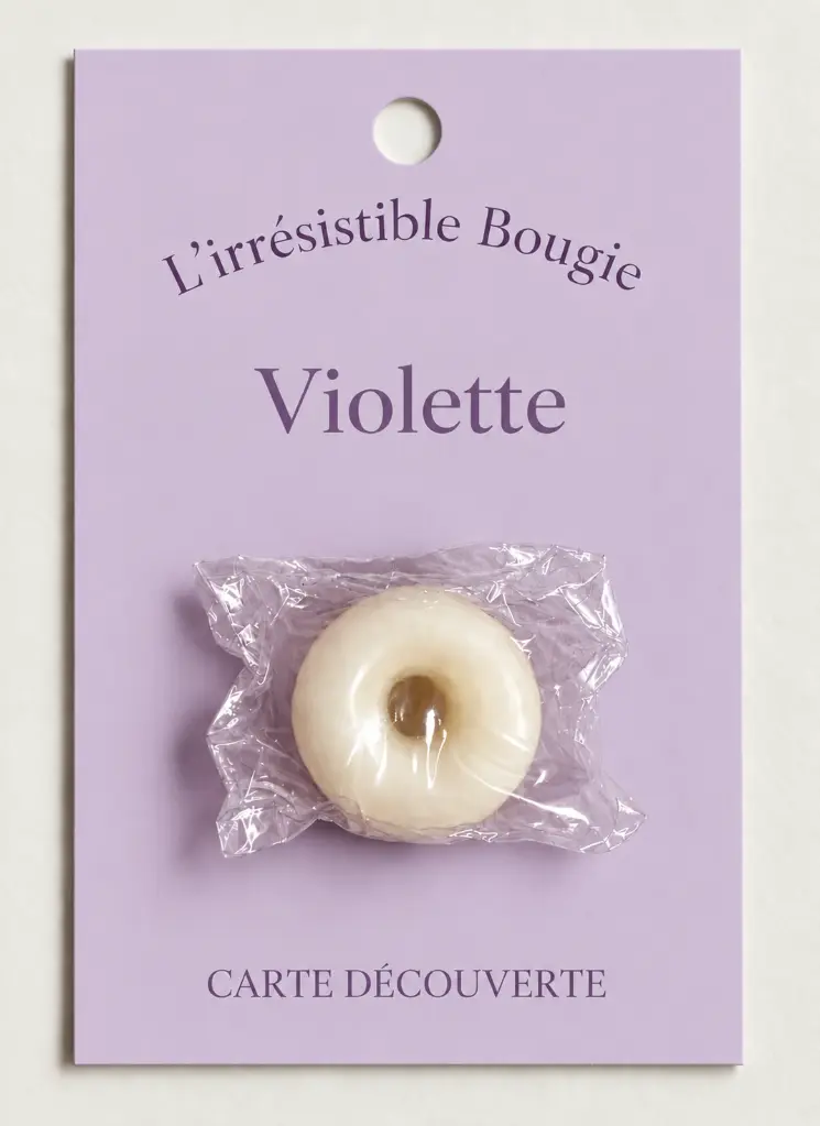 Carte découverte Violette à la bougie enveloppée.webp